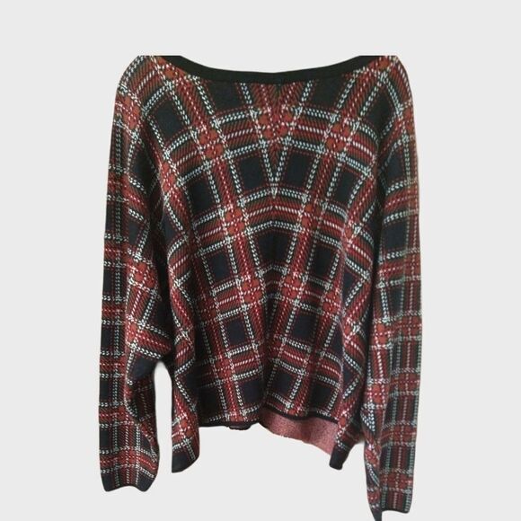 Torrid New Plus Size  Long Sleeve Red,Blue,& White Plaid Sweater 3X - Picture 9 of 11